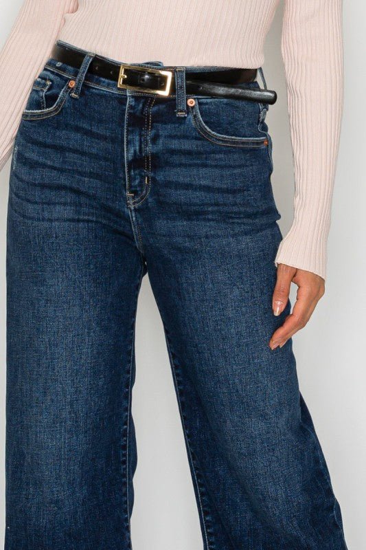 HIGH RISE CROPPED PALAZZO JEANS - Blu Lotus Boutique