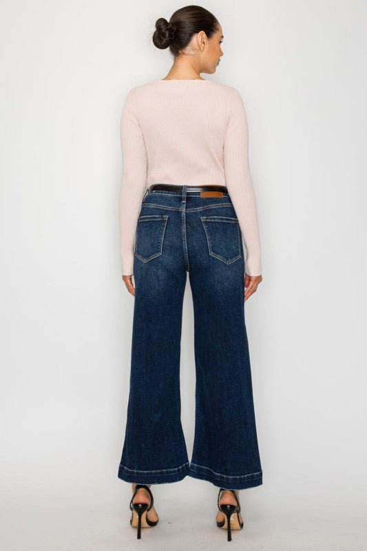 HIGH RISE CROPPED PALAZZO JEANS - Blu Lotus Boutique