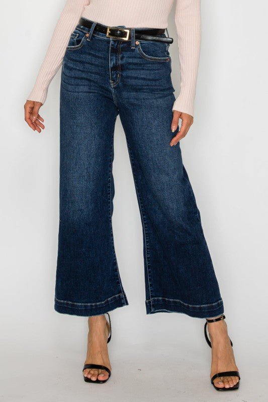 HIGH RISE CROPPED PALAZZO JEANS - Blu Lotus Boutique
