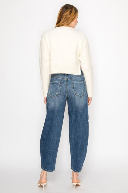 HIGH RISE RELAXED BARREL JEANS - Blu Lotus Boutique