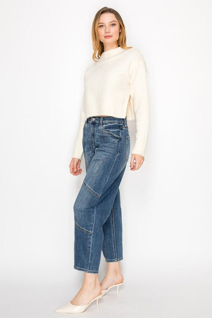 HIGH RISE RELAXED BARREL JEANS - Blu Lotus Boutique