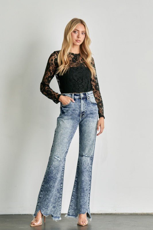 High Rise Stretch Flare Jeans - Blu Lotus Boutique