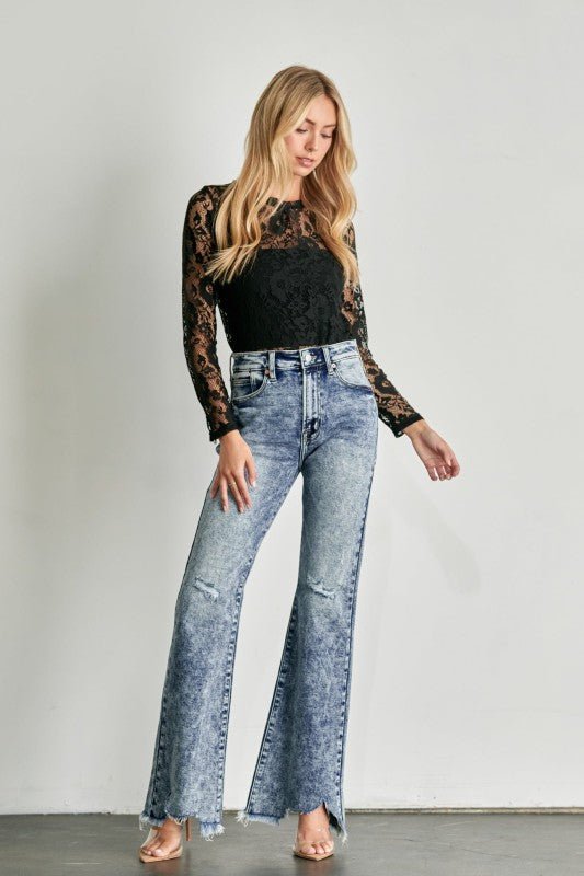 High Rise Stretch Flare Jeans - Blu Lotus Boutique