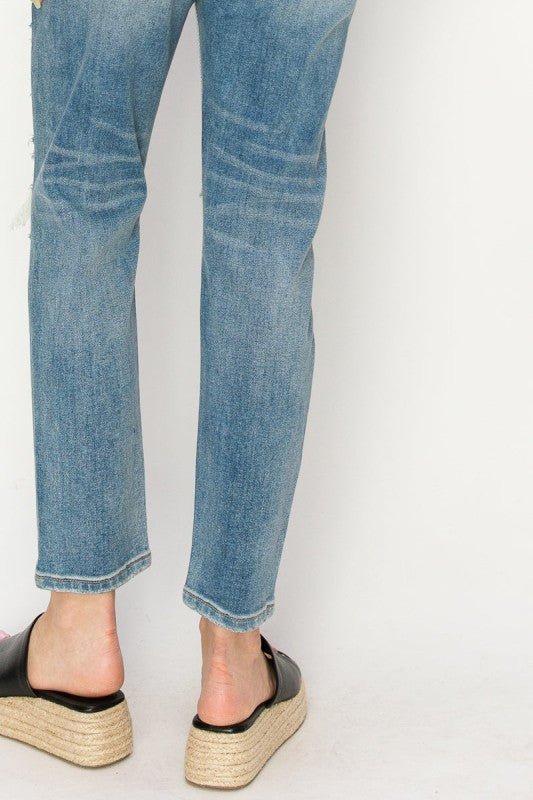 High Rise Stretch Mom Jeans - Blu Lotus Boutique