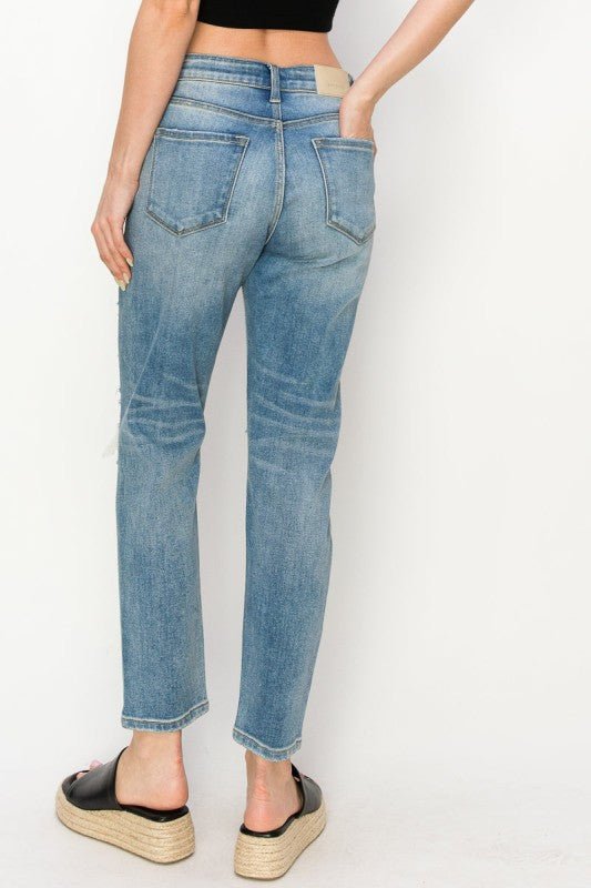 High Rise Stretch Mom Jeans - Blu Lotus Boutique