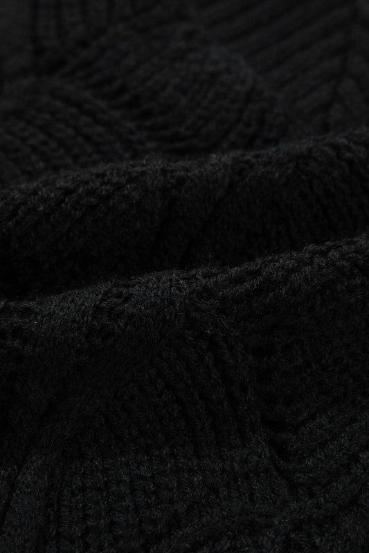 Hollow - Out Knit V - Neck Drop Shoulder Sweater - Blu Lotus Boutique