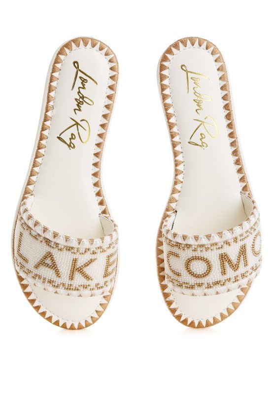 Hot Hub Beaded Lake Como Flat Slip Ons - Blu Lotus Boutique