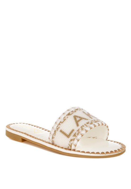 Hot Hub Beaded Lake Como Flat Slip Ons - Blu Lotus Boutique
