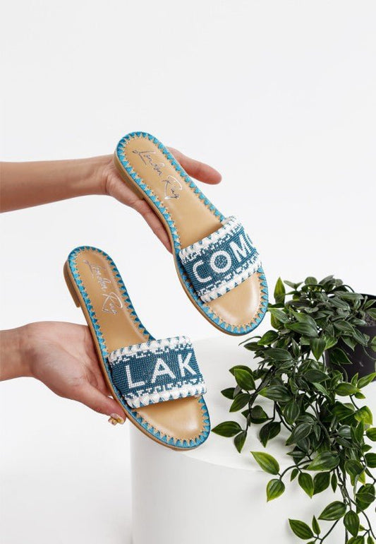 Hot Hub Beaded Lake Como Flat Slip Ons - Blu Lotus Boutique