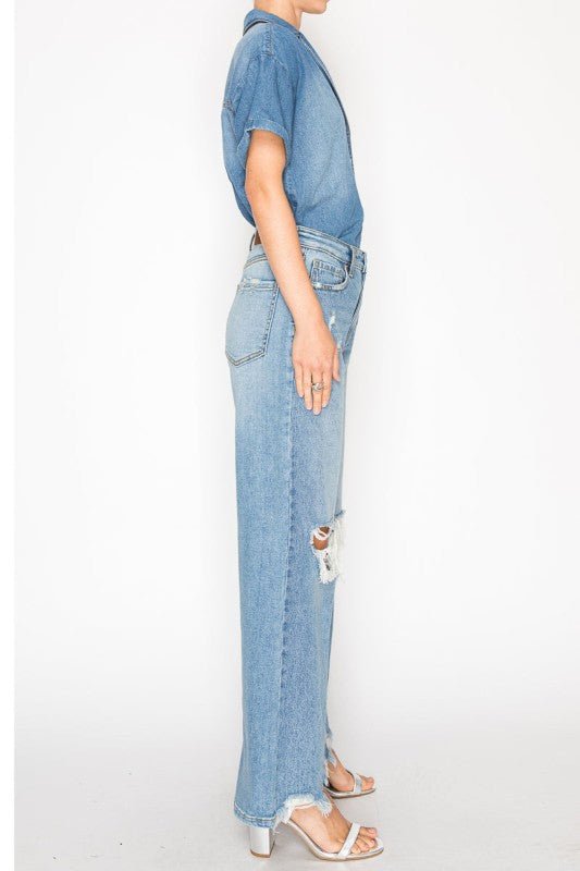 HYBRID HIGH RISE RELAXED FLARE JEANS - Blu Lotus Boutique