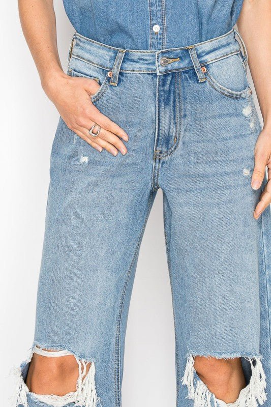 HYBRID HIGH RISE RELAXED FLARE JEANS - Blu Lotus Boutique