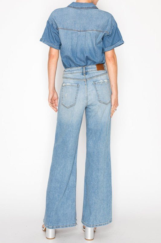 HYBRID HIGH RISE RELAXED FLARE JEANS - Blu Lotus Boutique