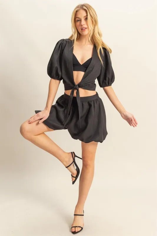 HYFVE Front Tie Top and Bubble Hem Shorts - Blu Lotus Boutique