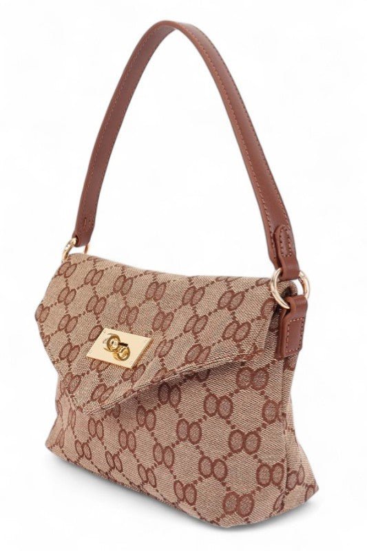 Iconic Jaquard Turn Lock Shoulder Bag - Blu Lotus Boutique