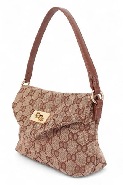 Iconic Jaquard Turn Lock Shoulder Bag - Blu Lotus Boutique