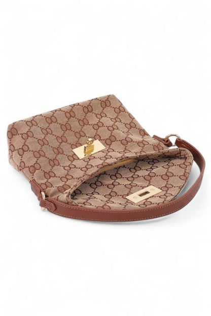 Iconic Jaquard Turn Lock Shoulder Bag - Blu Lotus Boutique