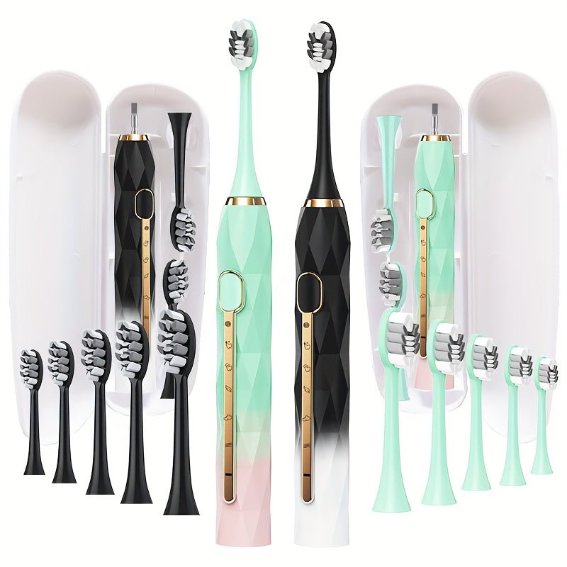 IPX8 Rechargeable Electric Toothbrush 10 Heads Travel Case - Blu Lotus Boutique