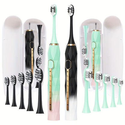 IPX8 Rechargeable Electric Toothbrush 10 Heads Travel Case - Blu Lotus Boutique