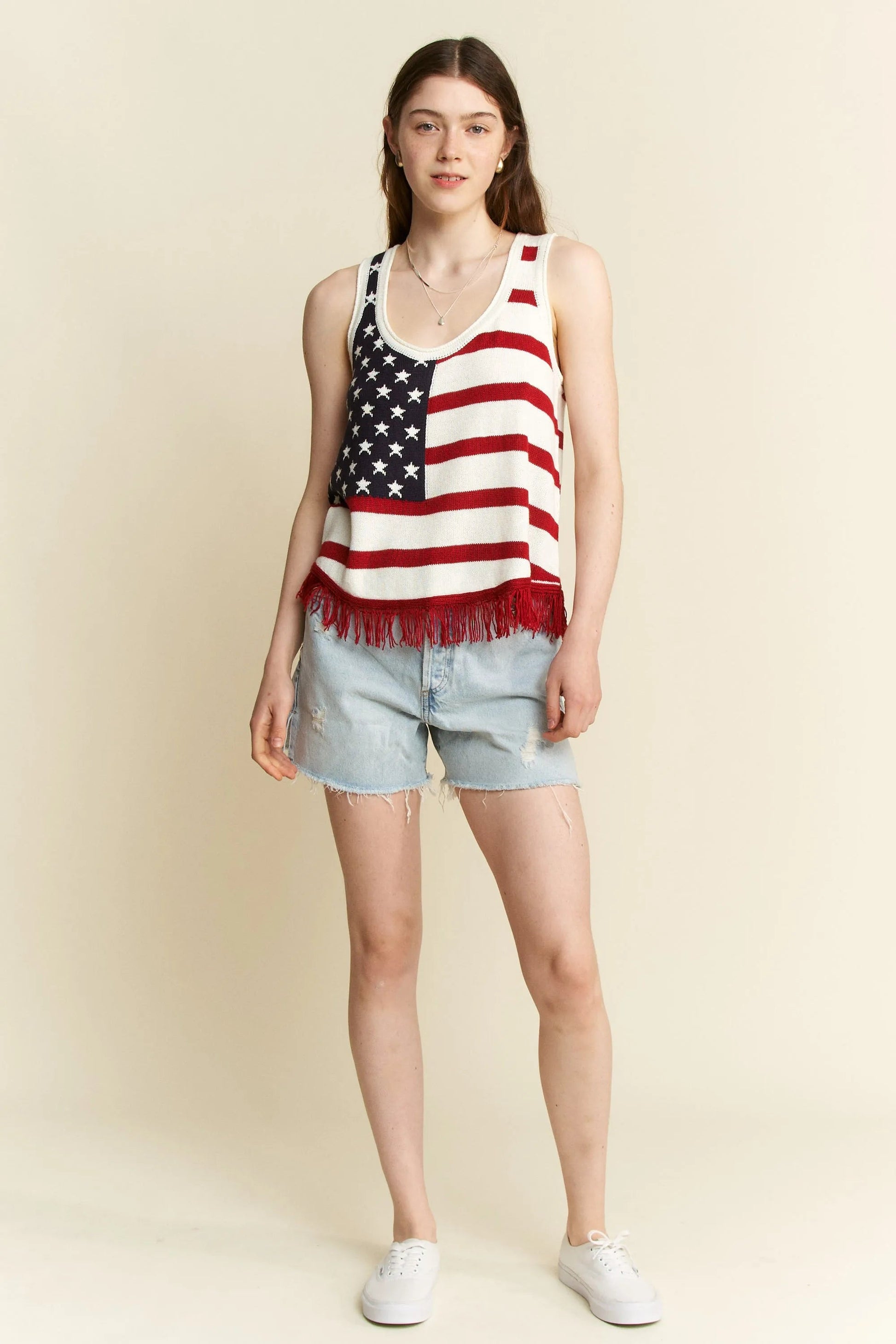 Jade By Jane American Flag Fringe Tank Top - Blu Lotus Boutique