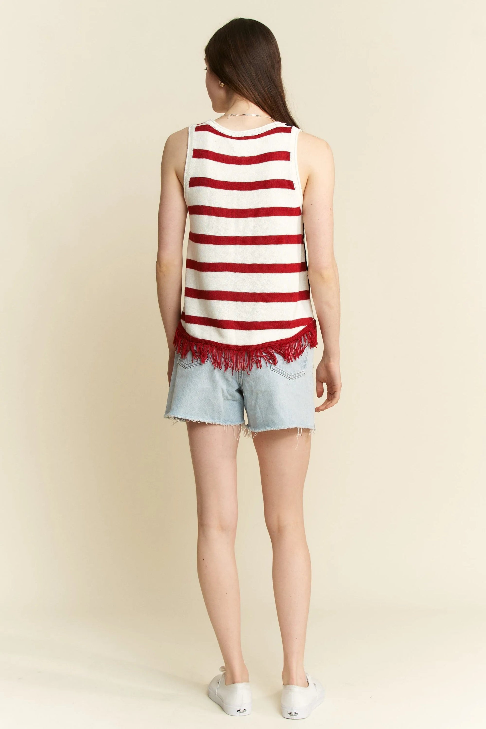 Jade By Jane American Flag Fringe Tank Top - Blu Lotus Boutique