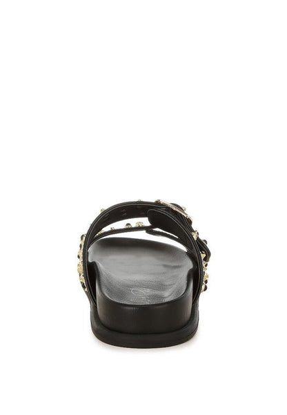 Jayata Metallic Stud Embellished Sliders - Blu Lotus Boutique
