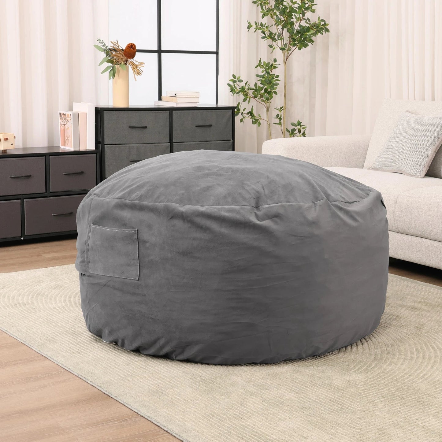 JHK Oversized 3/4FT Bean Bag Chair for Gaming Reading Lazy Sofa Foam Filled Couch with Removable Cover Living Room Furniture - Blu Lotus Boutique