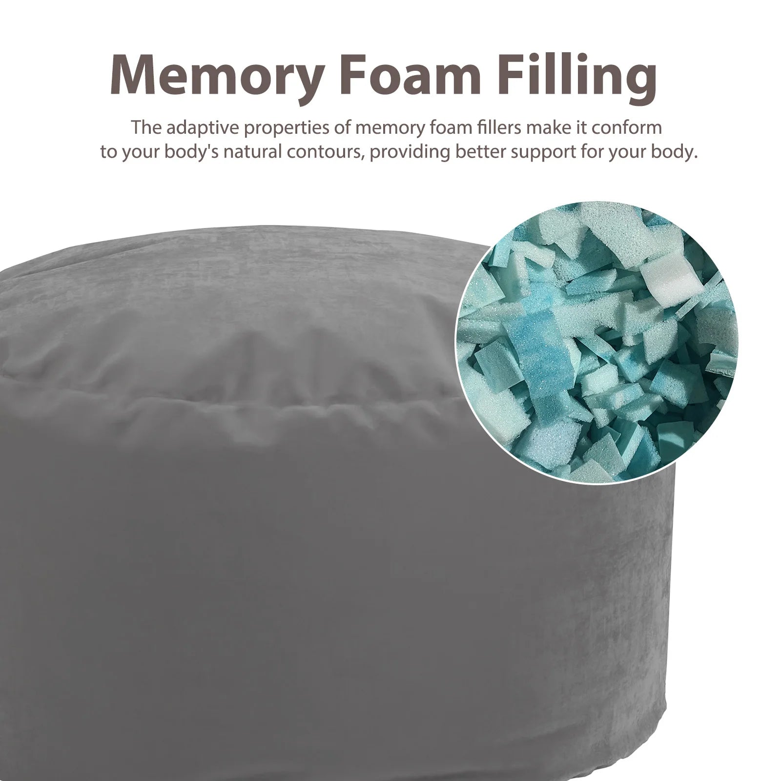JHK Oversized 3/4FT Bean Bag Chair for Gaming Reading Lazy Sofa Foam Filled Couch with Removable Cover Living Room Furniture - Blu Lotus Boutique