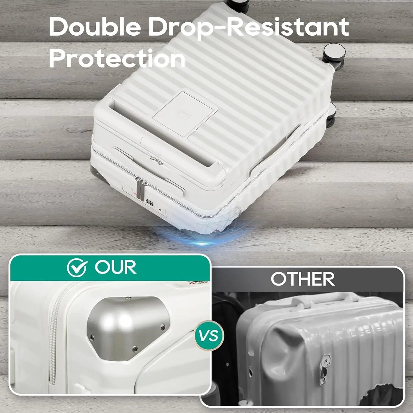 Joyway 20 inch Front Opening Carry on Luggage Suitcase 1 Piece, Cup Holder, TSA Lock, Mute Spinner Wheels, Lightweight Durable - Blu Lotus Boutique