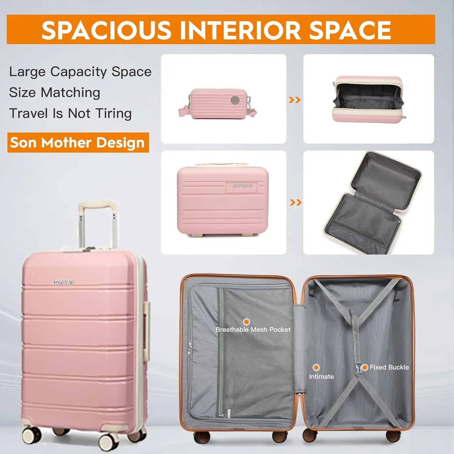 Joyway Travel Luggage Sets, Stylish Carry On Checked Suitcase Set,Sturdy Durable Scratch - resistant,TSA Lock,Spinner Wheels - Blu Lotus Boutique