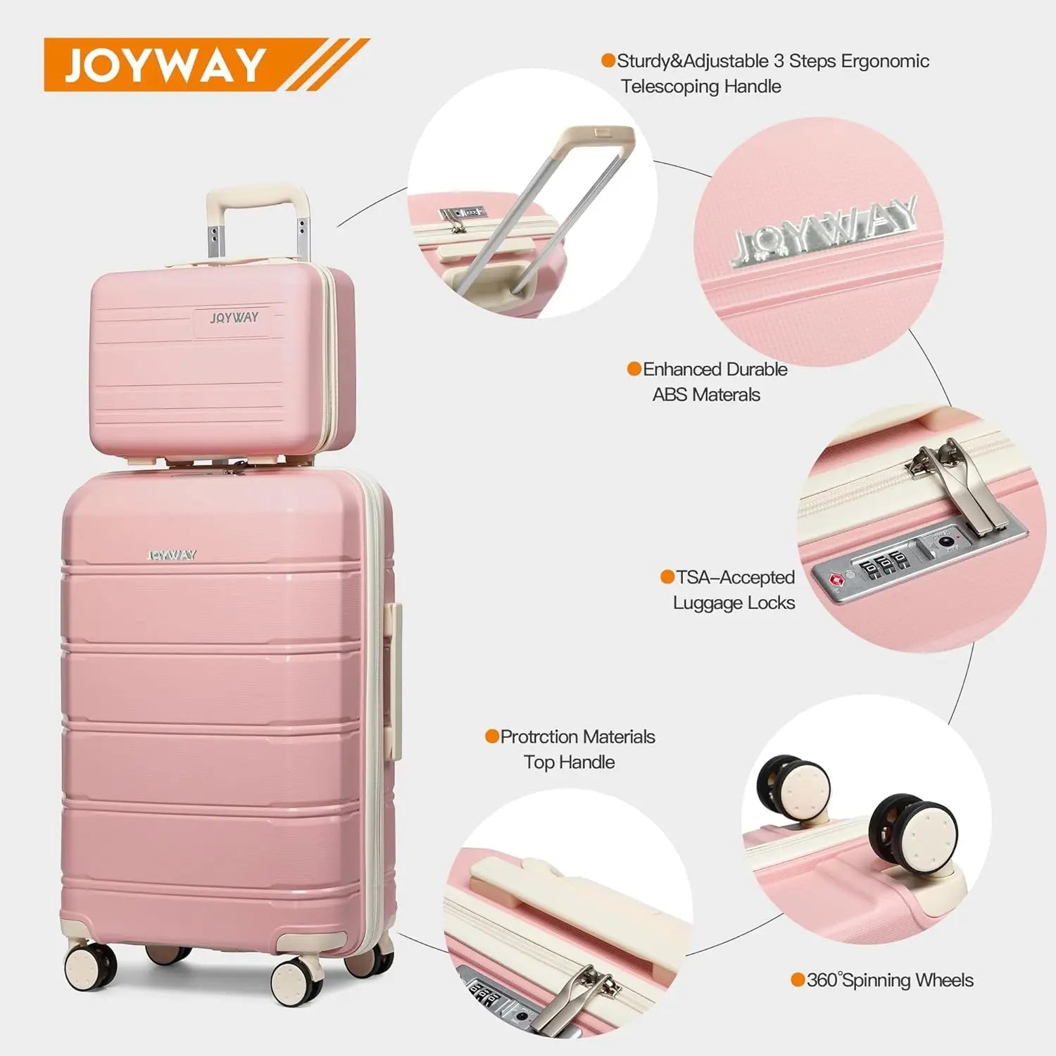 Joyway Travel Luggage Sets, Stylish Carry On Checked Suitcase Set,Sturdy Durable Scratch - resistant,TSA Lock,Spinner Wheels - Blu Lotus Boutique