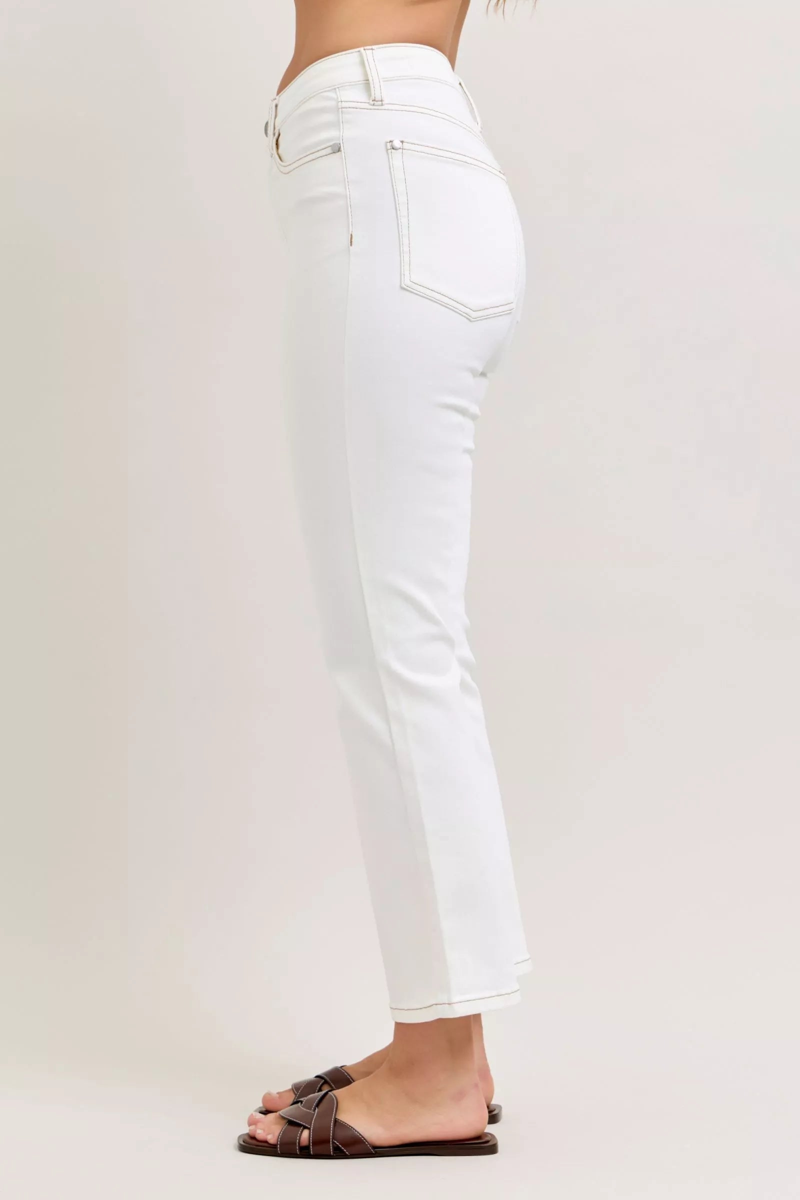 Judy Blue Contrast Stitching Cropped Flare Jeans - Blu Lotus Boutique