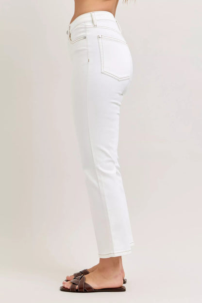 Judy Blue Contrast Stitching Cropped Flare Jeans - Blu Lotus Boutique