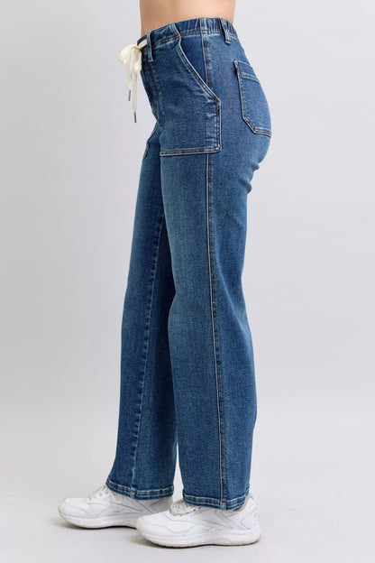 Judy Blue Drawstring Straight Jeans with Pockets - Blu Lotus Boutique
