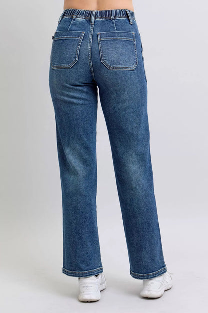 Judy Blue Drawstring Straight Jeans with Pockets - Blu Lotus Boutique