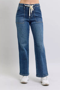 Judy Blue Drawstring Straight Jeans with Pockets - Blu Lotus Boutique