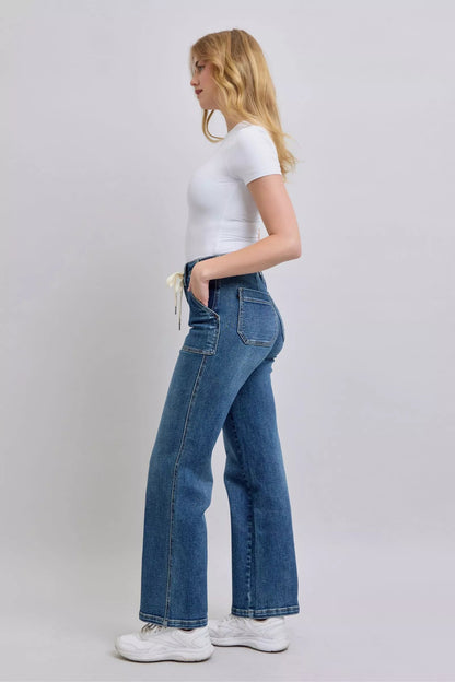 Judy Blue Drawstring Straight Jeans with Pockets - Blu Lotus Boutique