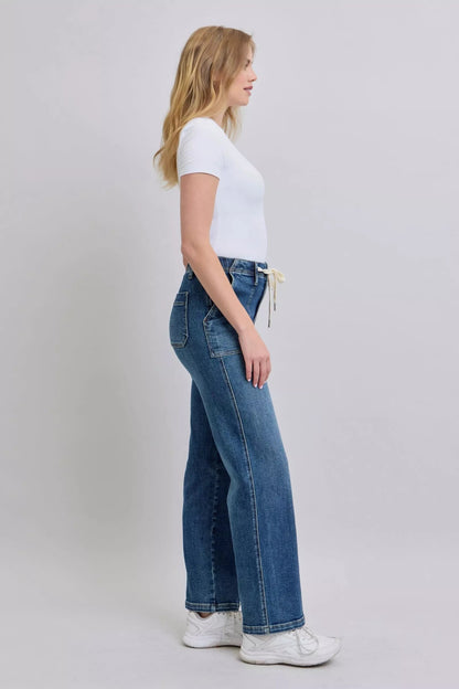 Judy Blue Drawstring Straight Jeans with Pockets - Blu Lotus Boutique