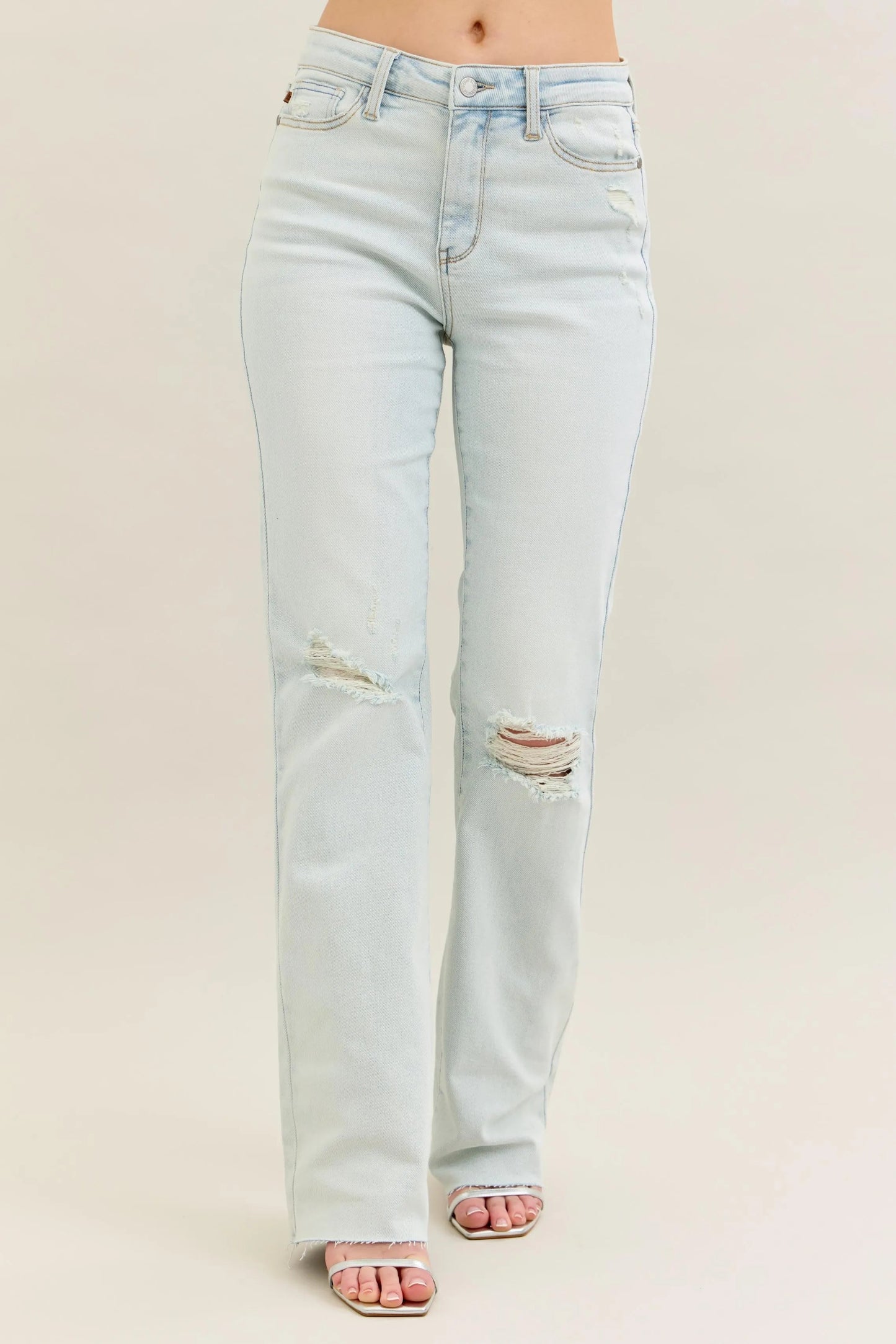 Judy Blue Full Size Destroy & Fray Hem Bootcut Jeans Plus Size - Blu Lotus Boutique