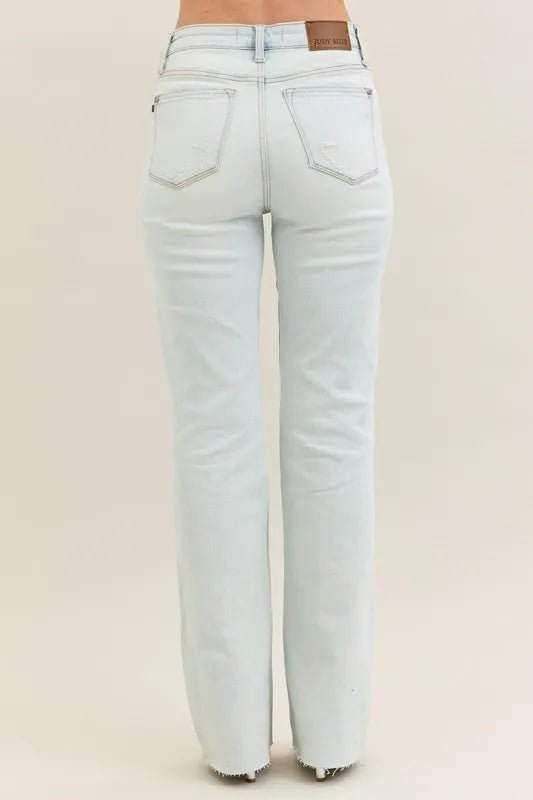 Judy Blue Full Size Destroy & Fray Hem Bootcut Jeans Plus Size - Blu Lotus Boutique