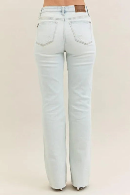 Judy Blue Full Size Destroy & Fray Hem Bootcut Jeans Plus Size - Blu Lotus Boutique