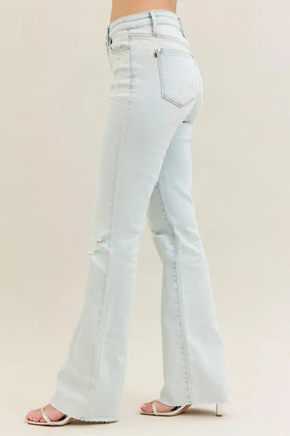 Judy Blue Full Size Destroy & Fray Hem Bootcut Jeans Plus Size - Blu Lotus Boutique