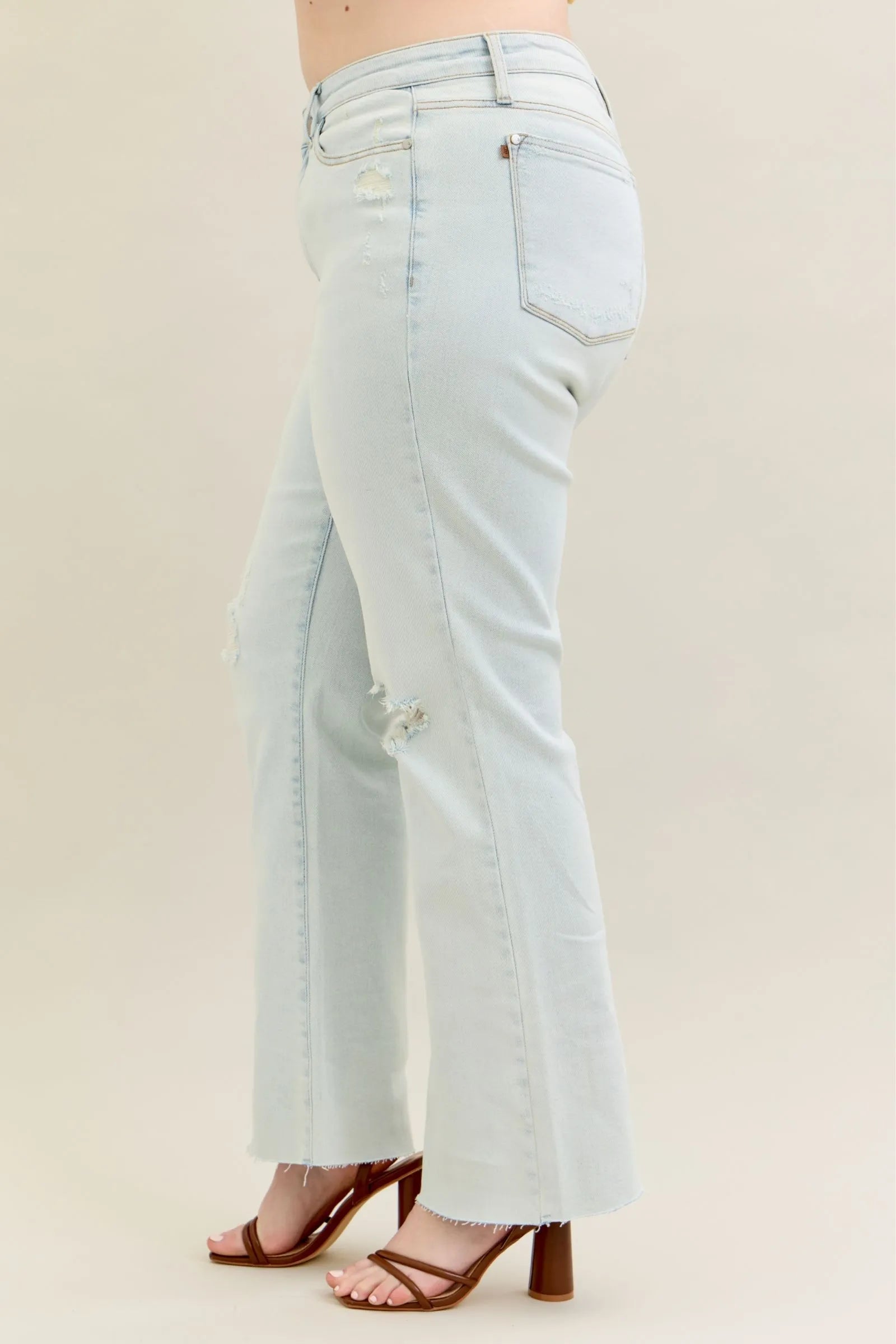 Judy Blue Full Size Destroy & Fray Hem Bootcut Jeans Plus Size - Blu Lotus Boutique