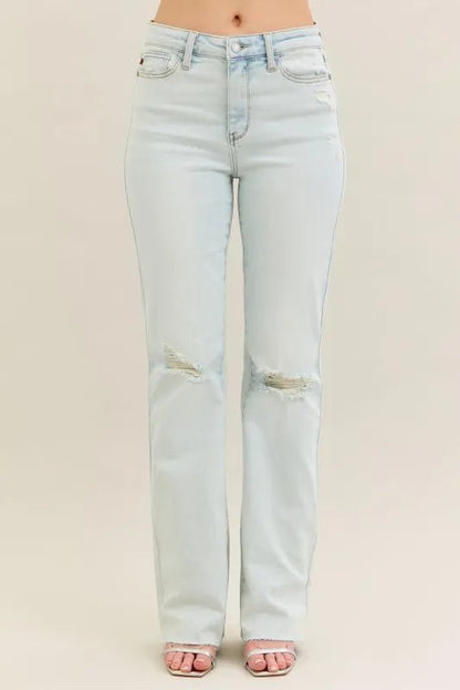 Judy Blue Full Size Destroy & Fray Hem Bootcut Jeans Plus Size - Blu Lotus Boutique