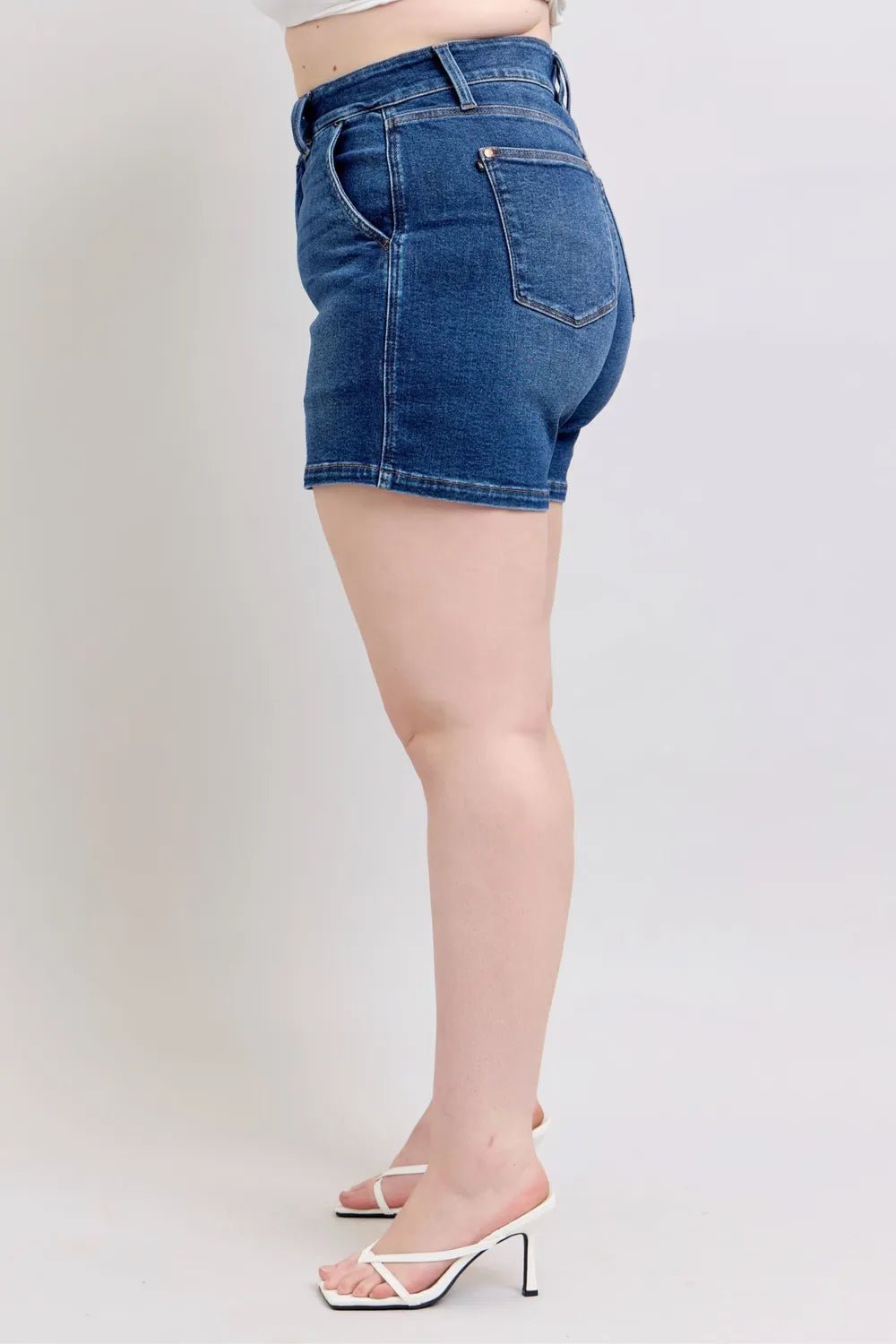 Judy Blue Full Size Double Button Waistband Denim Shorts Plus Size - Blu Lotus Boutique