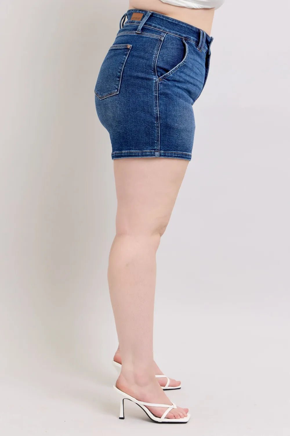 Judy Blue Full Size Double Button Waistband Denim Shorts Plus Size - Blu Lotus Boutique