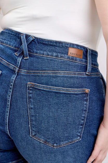 Judy Blue Full Size Double Button Waistband Denim Shorts Plus Size - Blu Lotus Boutique
