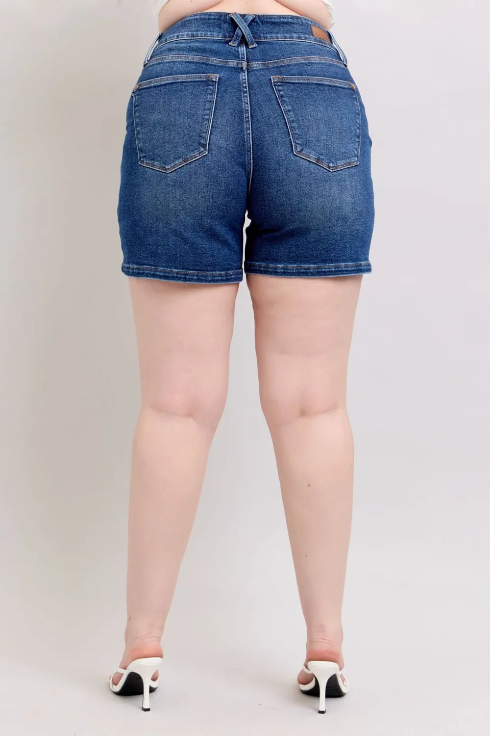 Judy Blue Full Size Double Button Waistband Denim Shorts Plus Size - Blu Lotus Boutique