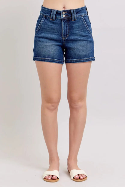 Judy Blue Full Size Double Button Waistband Denim Shorts Plus Size - Blu Lotus Boutique