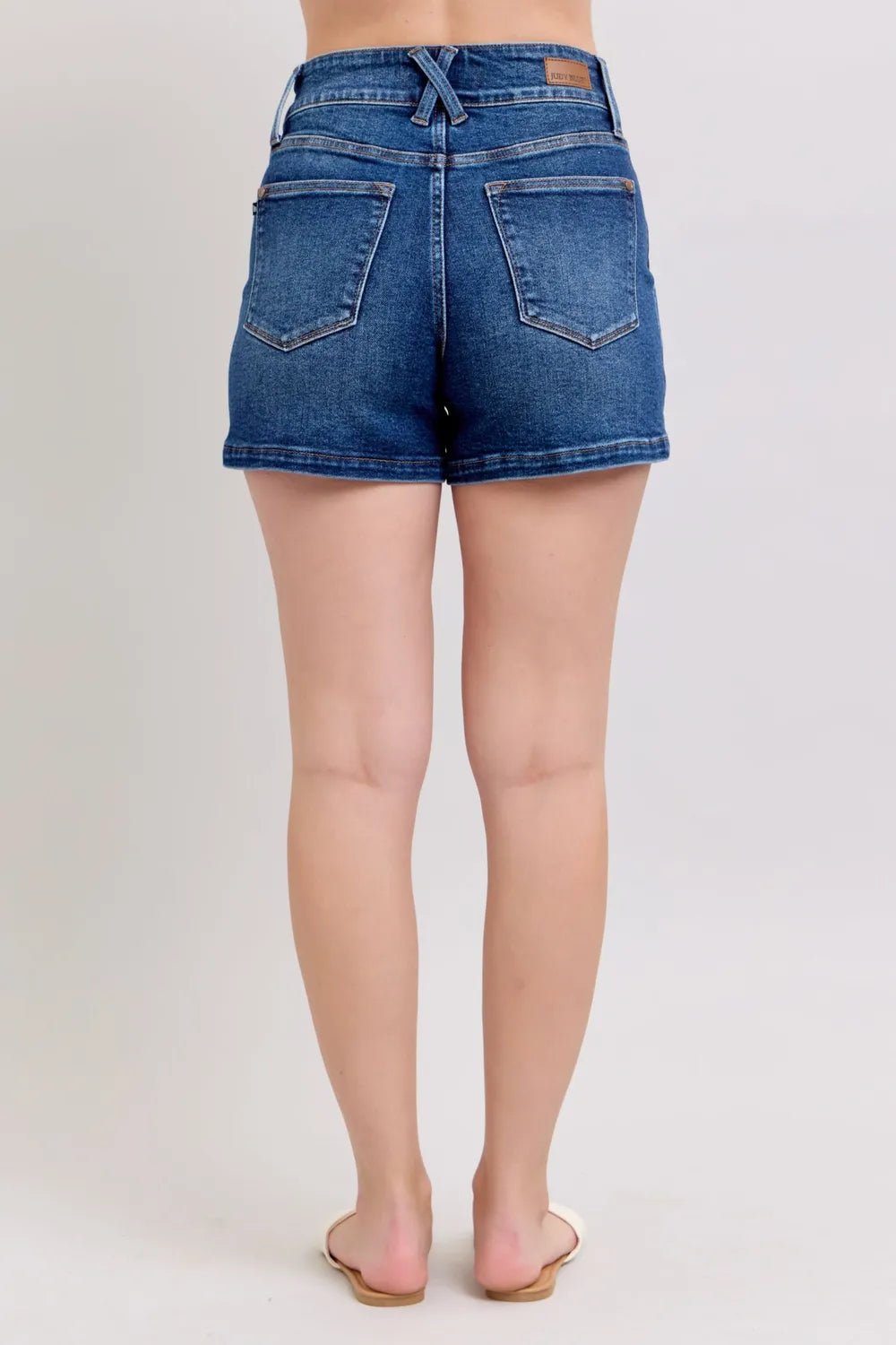 Judy Blue Full Size Double Button Waistband Denim Shorts Plus Size - Blu Lotus Boutique