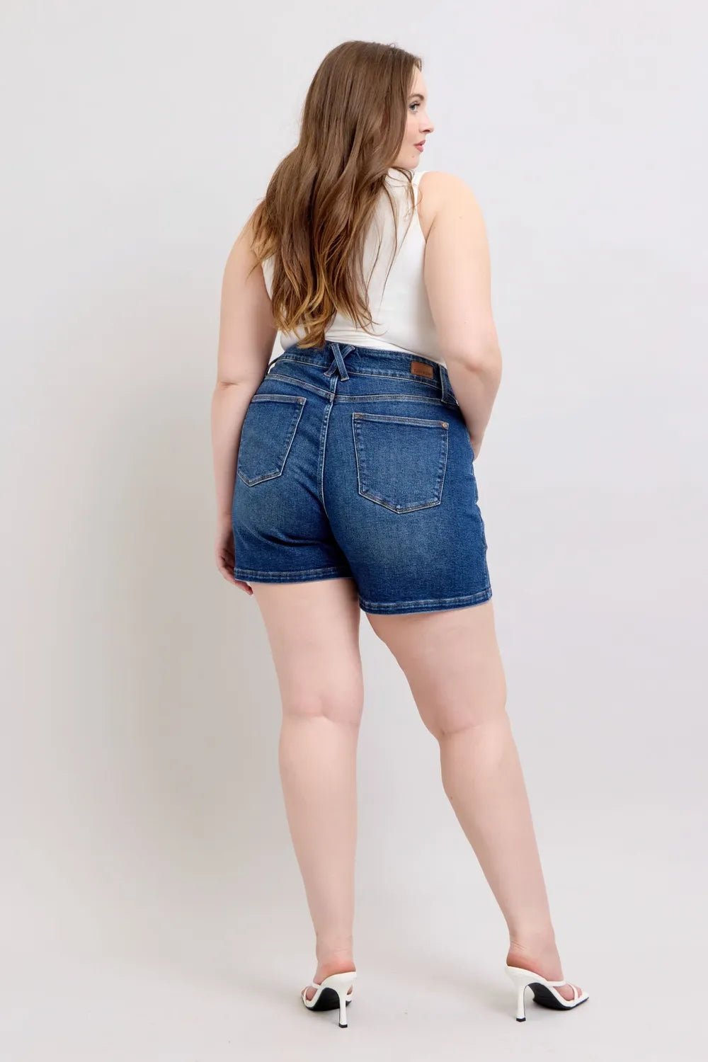 Judy Blue Full Size Double Button Waistband Denim Shorts Plus Size - Blu Lotus Boutique